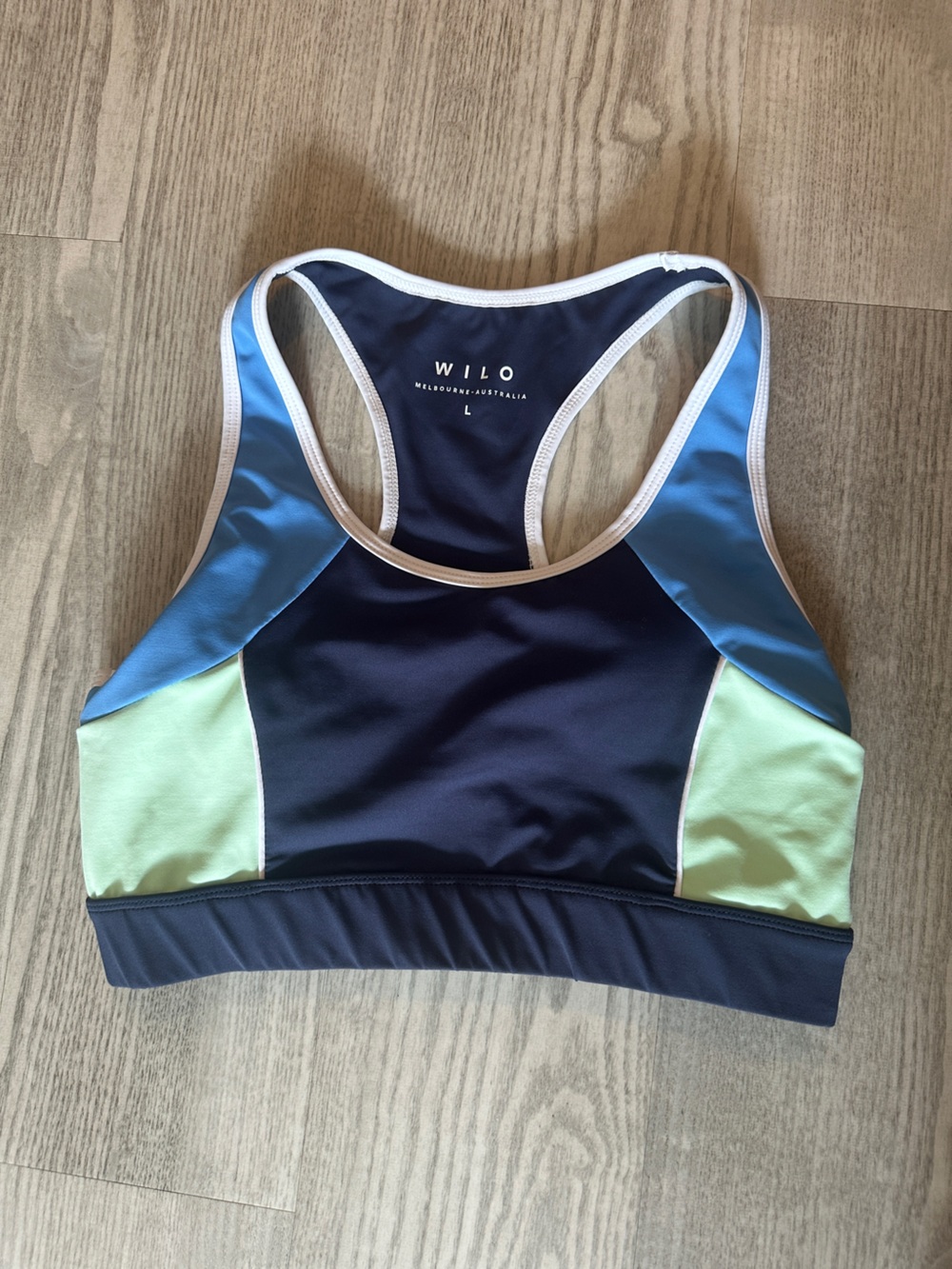 WILO Colorblock Navy, Blue & Mint Sports Bra Large